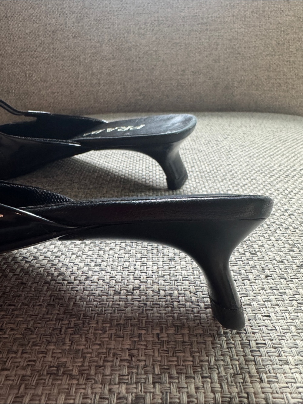 Rare Vintage Prada Black Leather Mule Kitten Heels - Picture 10 of 14